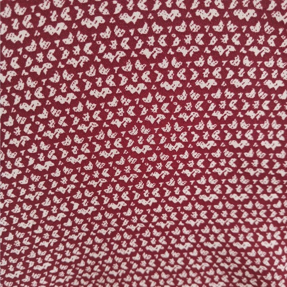 CATHERINES Button Up Blouse Womens 4X Red Geometric Georgette Tie 3/4 Sleeve - Picture 10 of 13